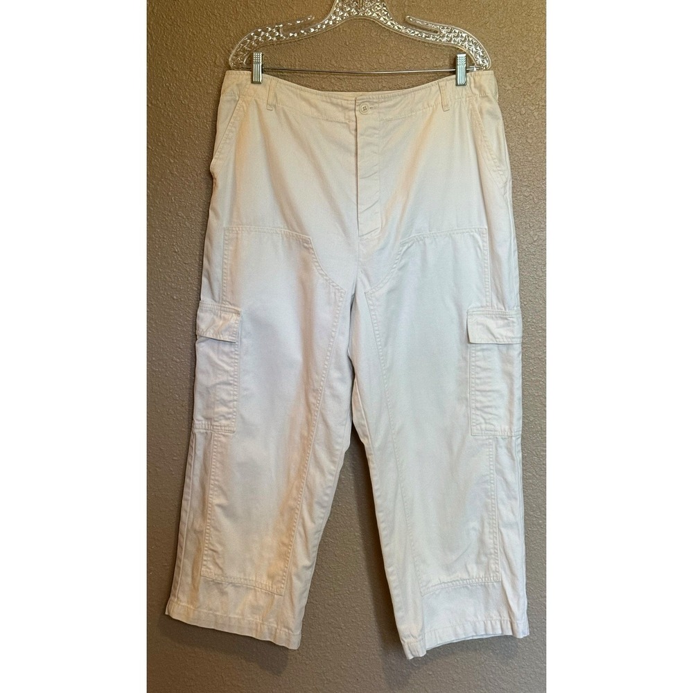 Barrel Leg Light Cream Color High Waist Cargo Pants Womens 16 Universal Thread